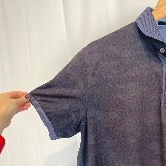 GREYSON Polo Shirt Short Sleeve Animal Print Snakeskin Patterned Gray Size S - Picture 5 of 8